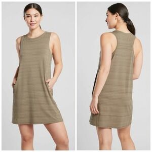 Athleta‎ Pacifica Illume Dress Sleeveless Pockets Small Olive Green Athleisure